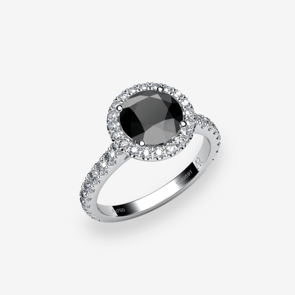 Tenderness Platinum 950‰ Black Diamond halo ring