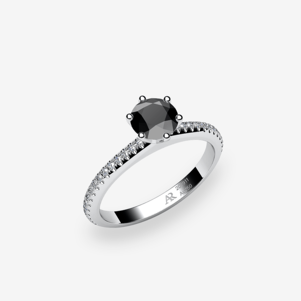 Stella Platinum 950‰ Black Diamond solitaire engagement ring