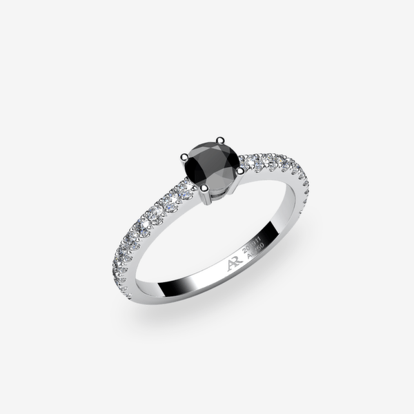 Bellatrix Platinum 950‰ Black Diamond solitaire ring