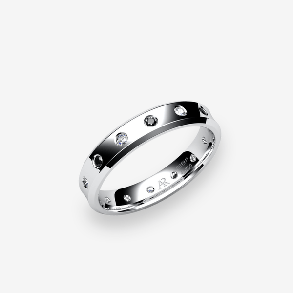 Swing Platinum 950‰ Black Diamonds concave style wedding ring