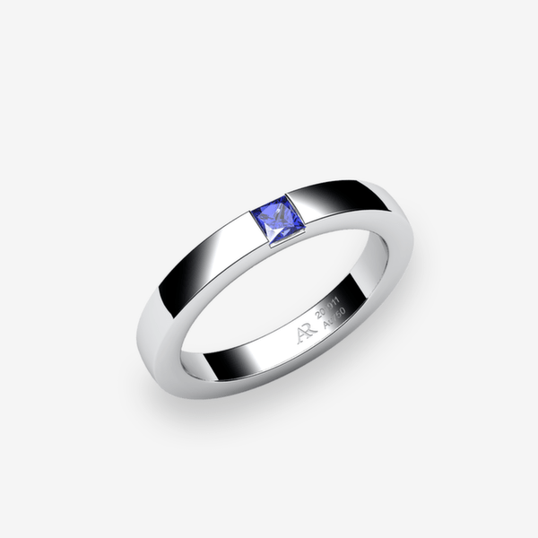 Zayane Platinum 950‰ Blue Sapphire bar set ring