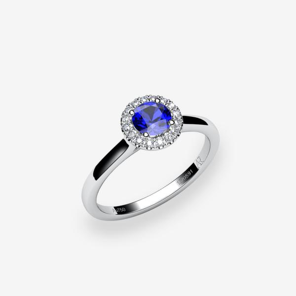 Tenderness Platinum 950‰ Blue Sapphire halo engagement ring