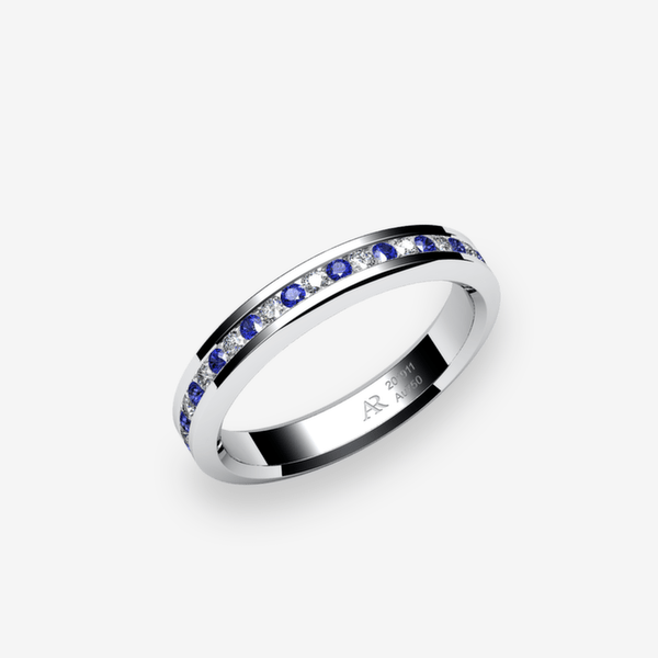Belgravia Platinum 950‰ Blue Sapphires channel set ring