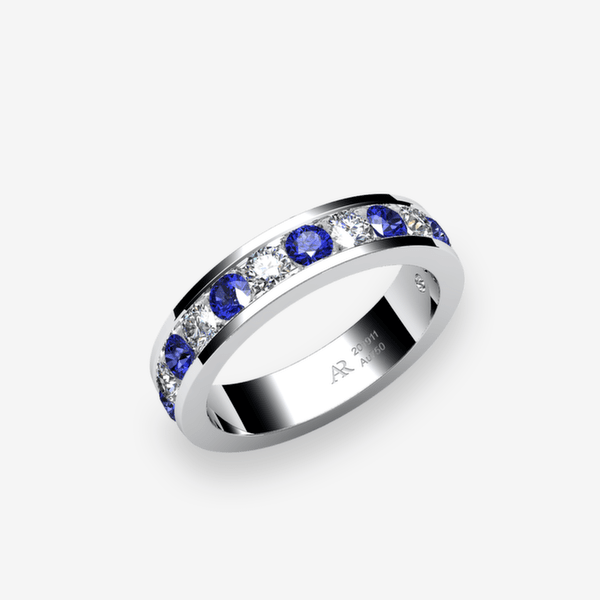Venice Platinum 950‰ Blue Sapphires channel set wedding ring