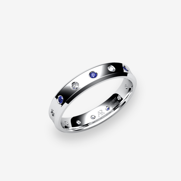 Swing Platinum 950‰ Blue Sapphires concave style wedding ring