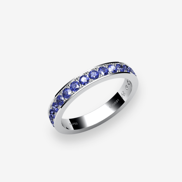 Venice Platinum 950‰ Blue Sapphires pave set wedding ring