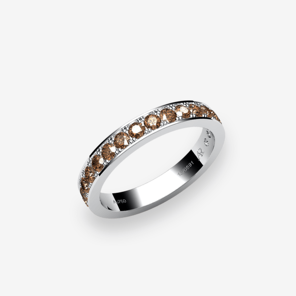 Venice Platinum 950‰ Brown Diamonds pave set ring
