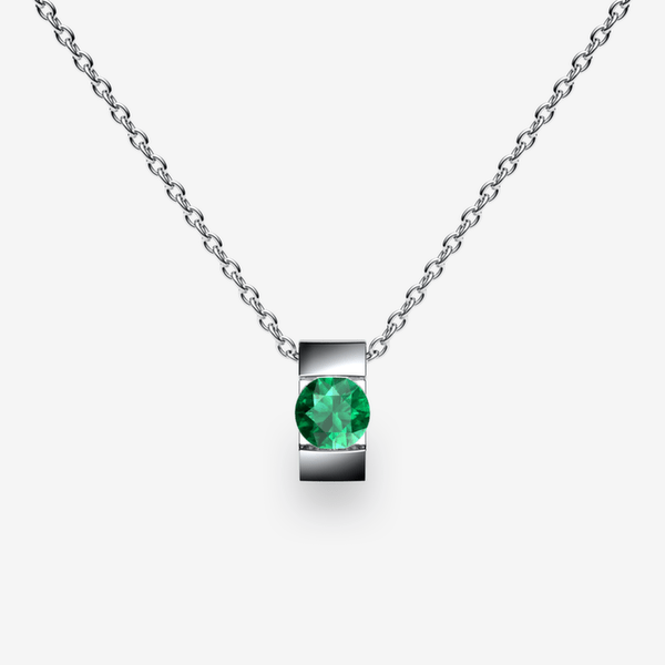 Zayane Platinum 950‰ Emerald bar set pendant
