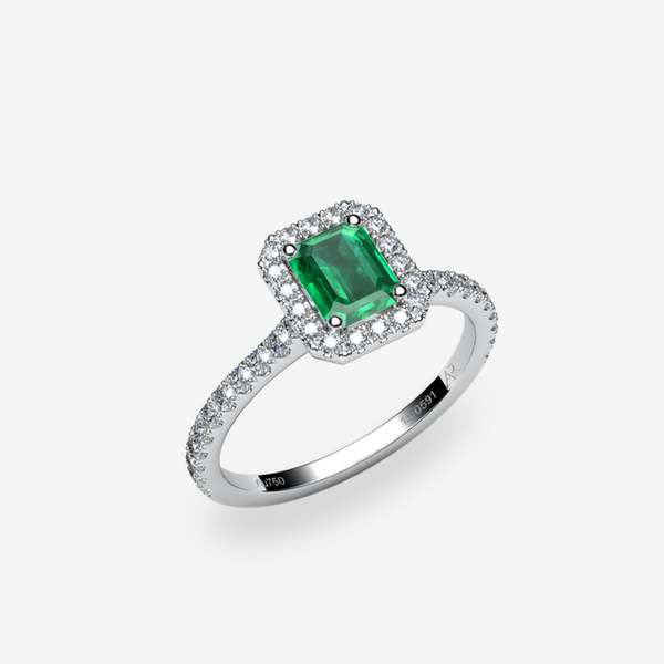 Grace Platinum 950‰ Emerald halo engagement ring