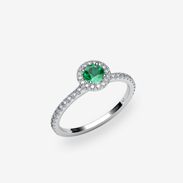 Grace Platinum 950‰ Emerald halo ring