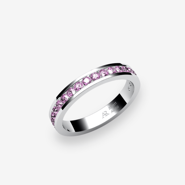 Venice Platinum 950‰ Pink Sapphires channel set ring