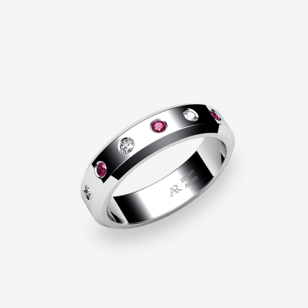 Tango Platinum 950‰ Rubies flat style ring