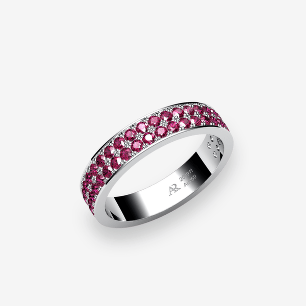 Venice Platinum 950‰ Rubies pave set wedding ring