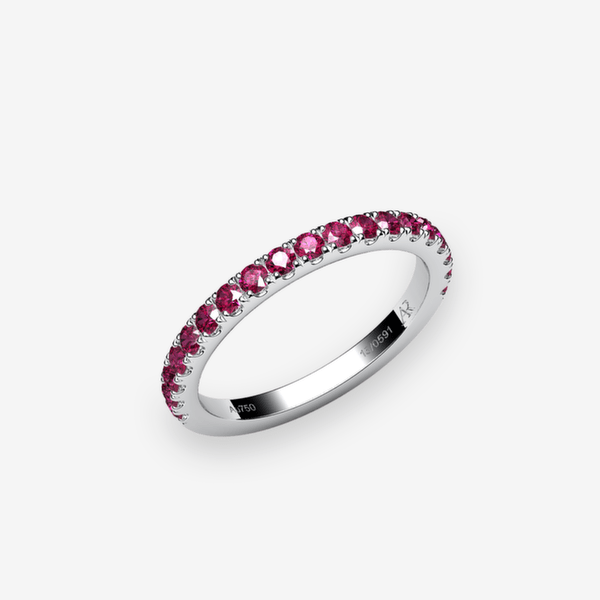 Grace Platinum 950‰ Rubies pave wedding ring