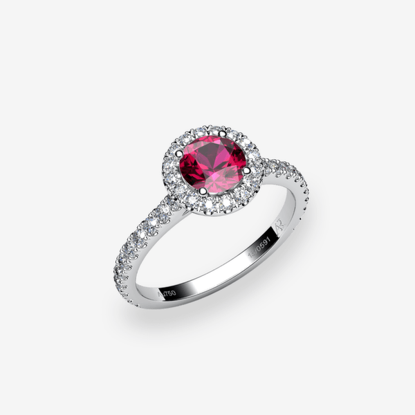 Tenderness Platinum 950‰ Ruby halo engagement ring
