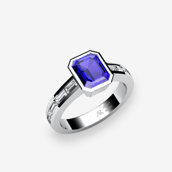 Venice Platinum 950‰ Tanzanite bezel set ring