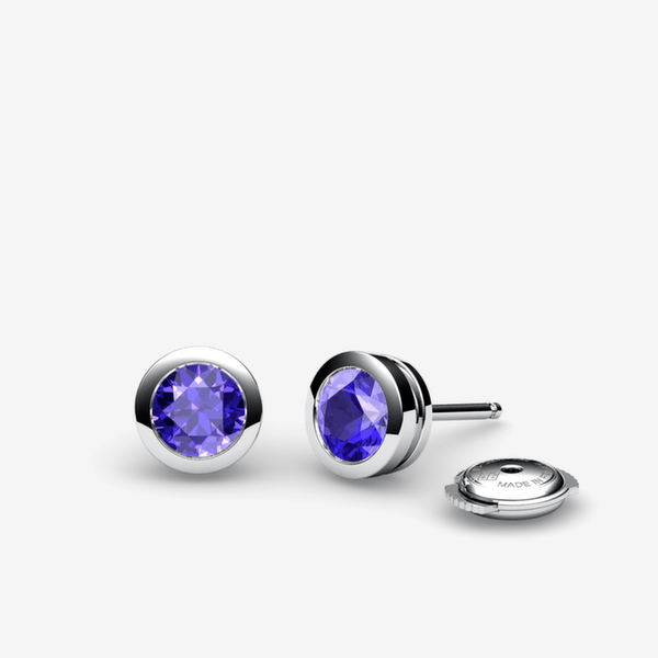Venice Platinum 950‰ Tanzanites bezel set earrings