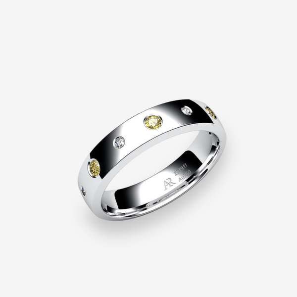 Rumba Platinum 950‰ Yellow Diamonds domed style ring