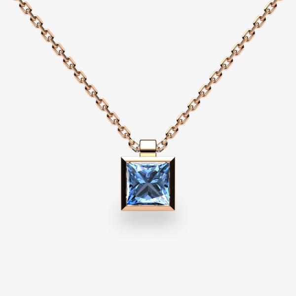 Venice 18k Rose Gold Aquamarine bezel set pendant