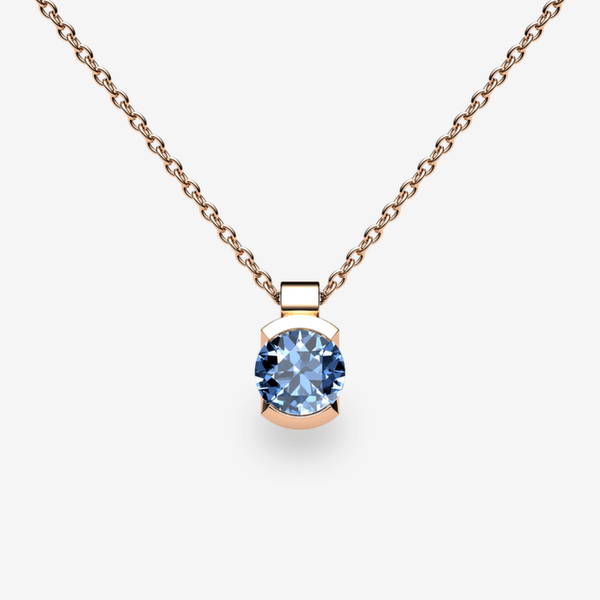 Constance 18k Rose Gold Aquamarine semi-bezel set pendant