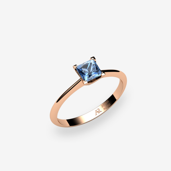 Rigel 18k Rose Gold Aquamarine solitaire engagement ring