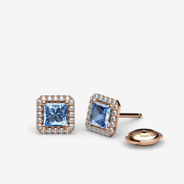 Grace 18k Rose Gold Aquamarines halo earrings