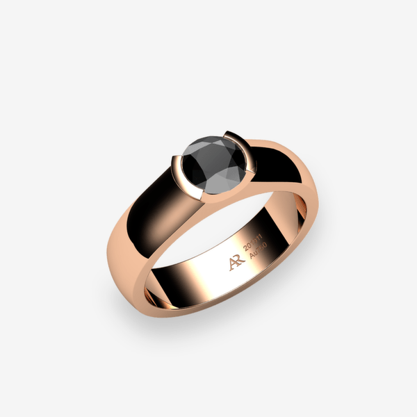 Constance 18k Rose Gold Black Diamond semi-bezel set ring
