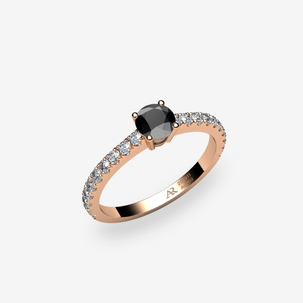 Bellatrix 18k Rose Gold Black Diamond solitaire engagement ring