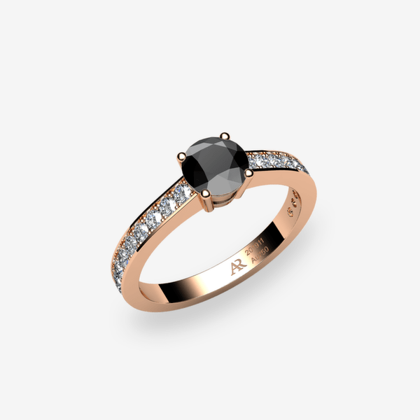 Bellatrix 18k Rose Gold Black Diamond solitaire ring