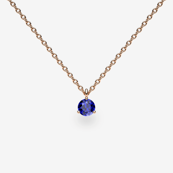 Bellatrix 18k Rose Gold Blue Sapphire prongs set pendant