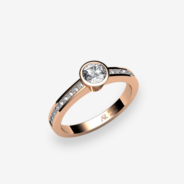 Venice 18k Rose Gold Diamond bezel set engagement ring