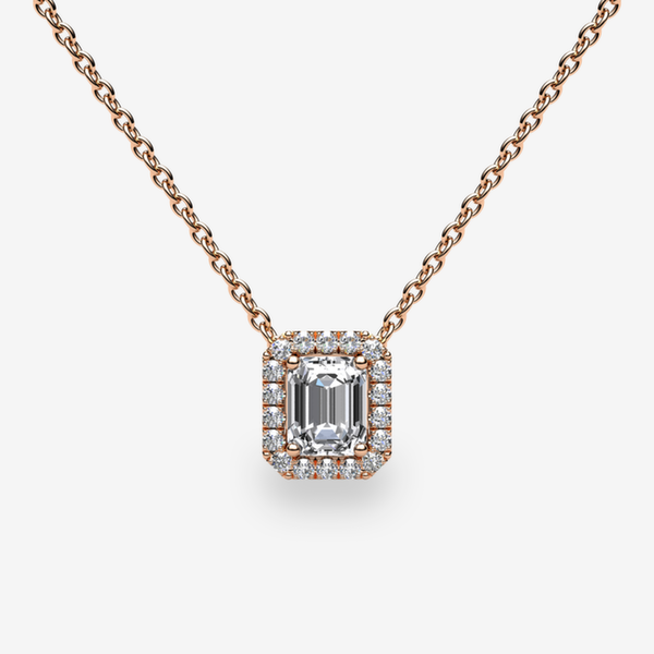 Grace 18k Rose Gold Diamond halo pendant