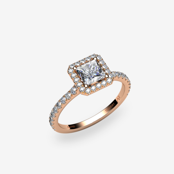 Grace 18k Rose Gold Diamond halo ring