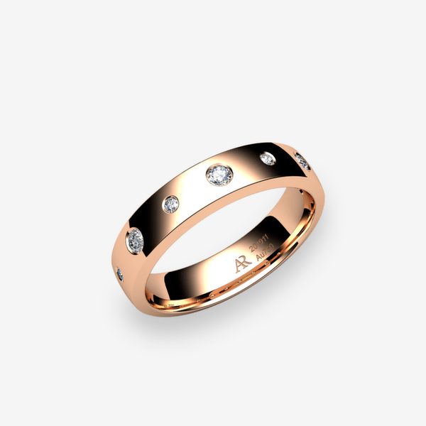 Rumba 18k Rose Gold Diamonds domed style ring
