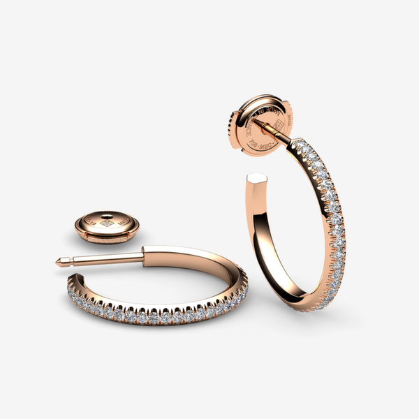 Belgravia 18k Rose Gold Diamonds pave creole earrings