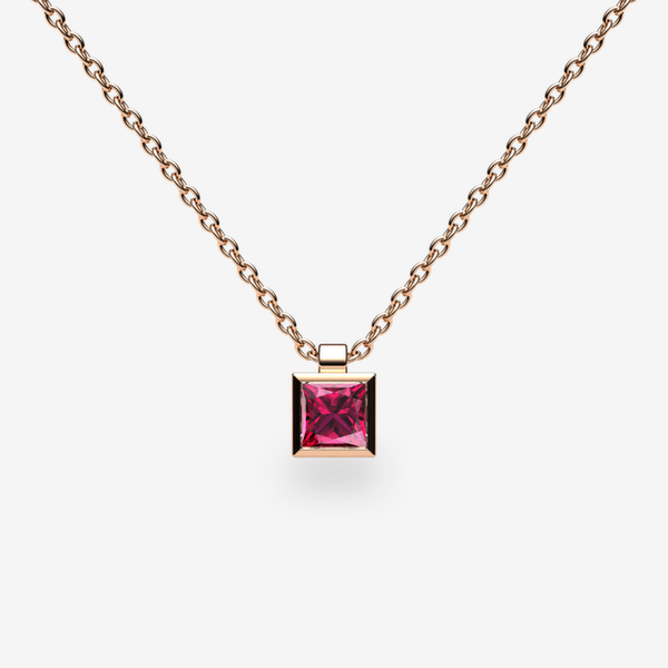 Venice 18k Rose Gold Ruby bezel set pendant