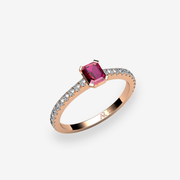 Rigel 18k Rose Gold Ruby solitaire ring