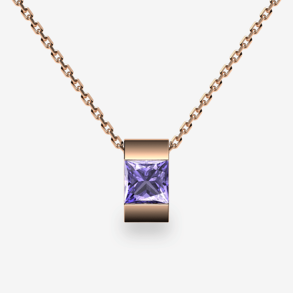 Zayane 18k Rose Gold Tanzanite bar set pendant