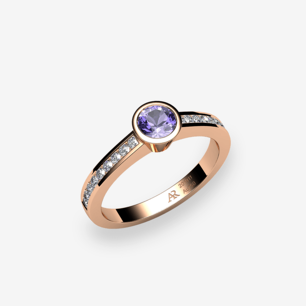 Venice 18k Rose Gold Tanzanite bezel set ring
