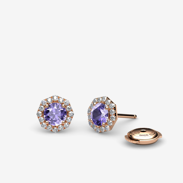 Grace 18k Rose Gold Tanzanites halo earrings