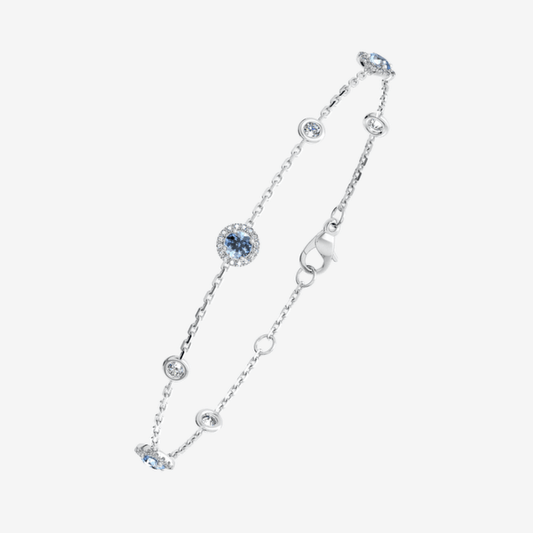 Grace 18k Palladium White Gold Aquamarine halo bracelet