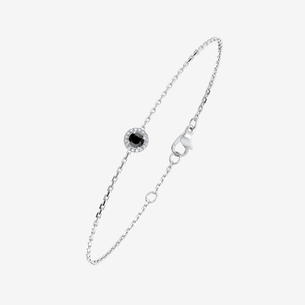 Grace 18k Palladium White Gold Black Diamond halo bracelet