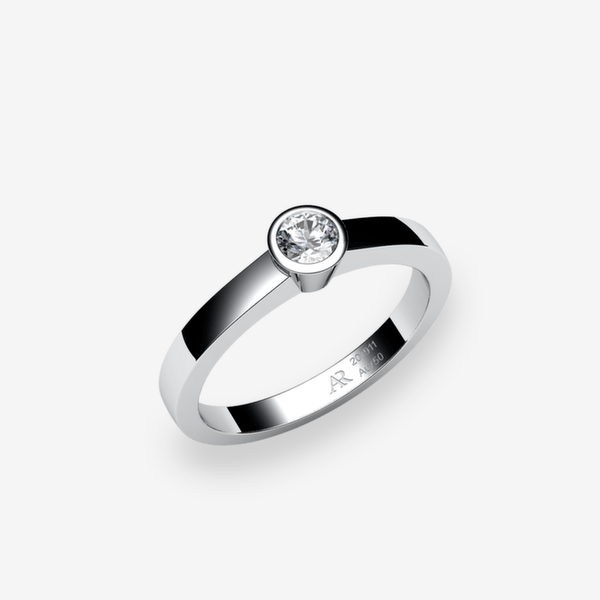 Venice 18k Palladium White Gold Diamond bezel set ring