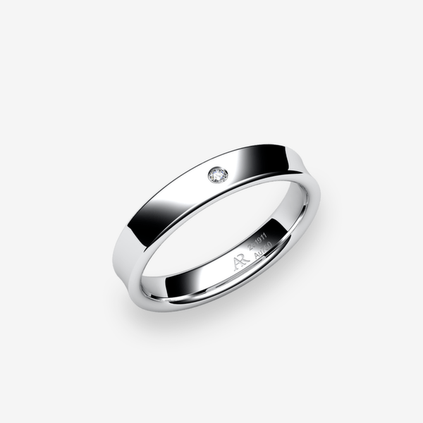 Swing 18k Palladium White Gold Diamond concave style ring