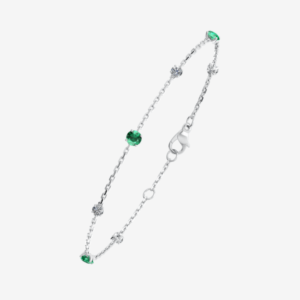 Stella 18k Palladium White Gold Emeralds bracelet