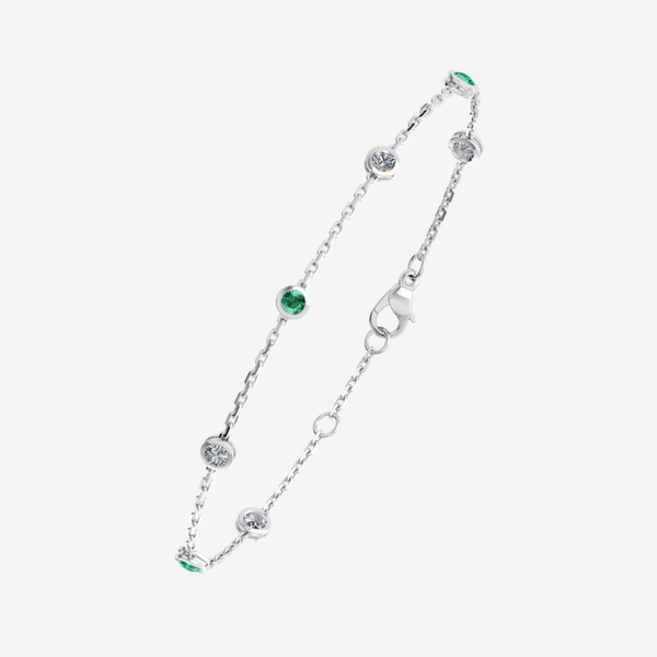 Venice 18k Palladium White Gold Emeralds bracelet