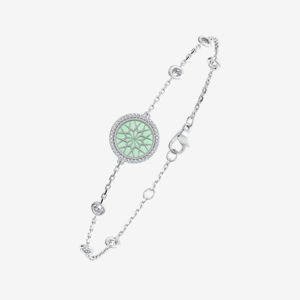 Secret Garden 18k Palladium White Gold Green Jade bracelet