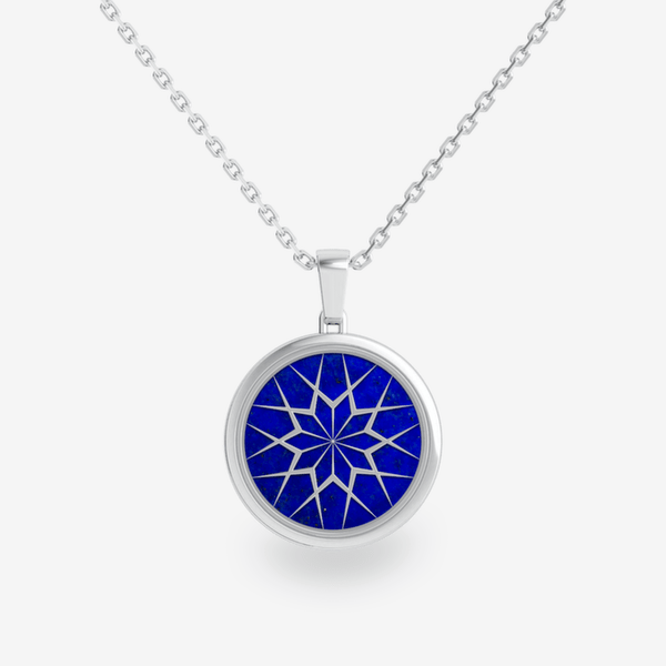 Secret Garden 18k Palladium White Gold Lapis Lazuli and Black Onyx double face pendant