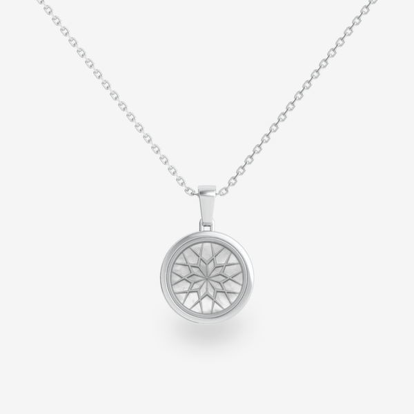 Secret Garden 18k Palladium White Gold Pearl White Mother of Pearls and Black Onyx double face pendant