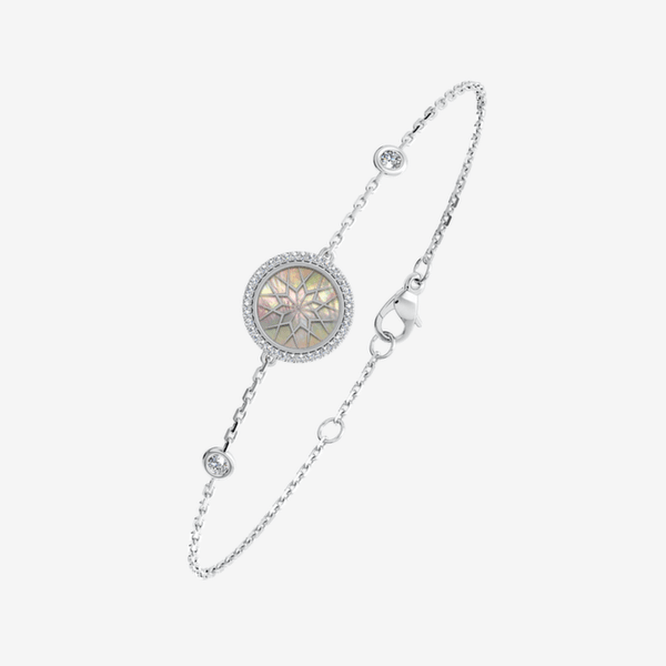 Secret Garden 18k Palladium White Gold Pink Mother of Pearls bracelet